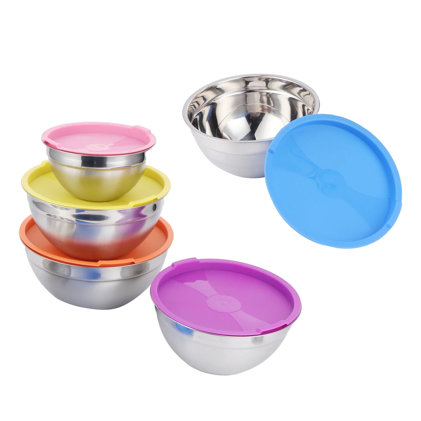 Stainless Steel Mixing Bowl Set with Lids Food Storage Containers for Kitchen Cookware