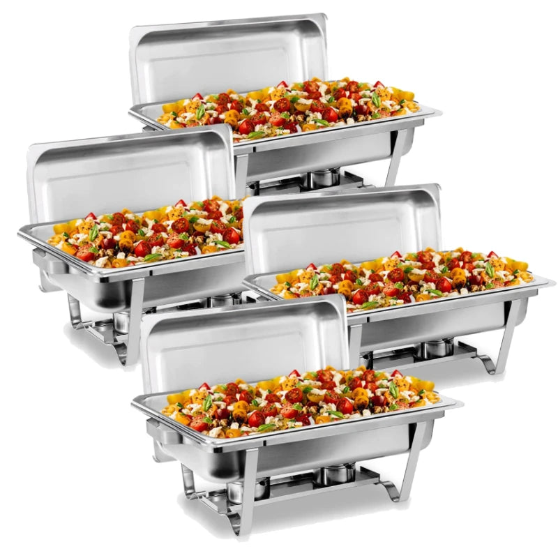 8QT Chafing Dish Buffet Set Stainless Steel Food Warmer Kit with Lids & Holders 2/4/6 Pack for Restaurant Catering Parties Weddings