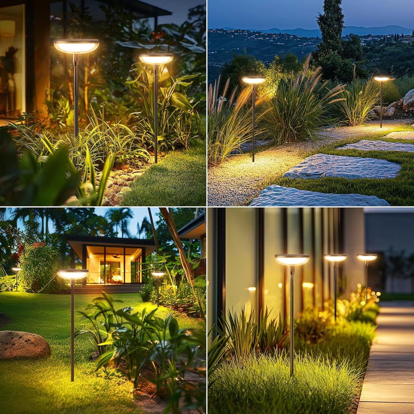 6 Pack Solar Garden Path Lights 40 Lumens 14 Hours 31 Inch Tall Auto On Off for Yard Patio Path Lawn