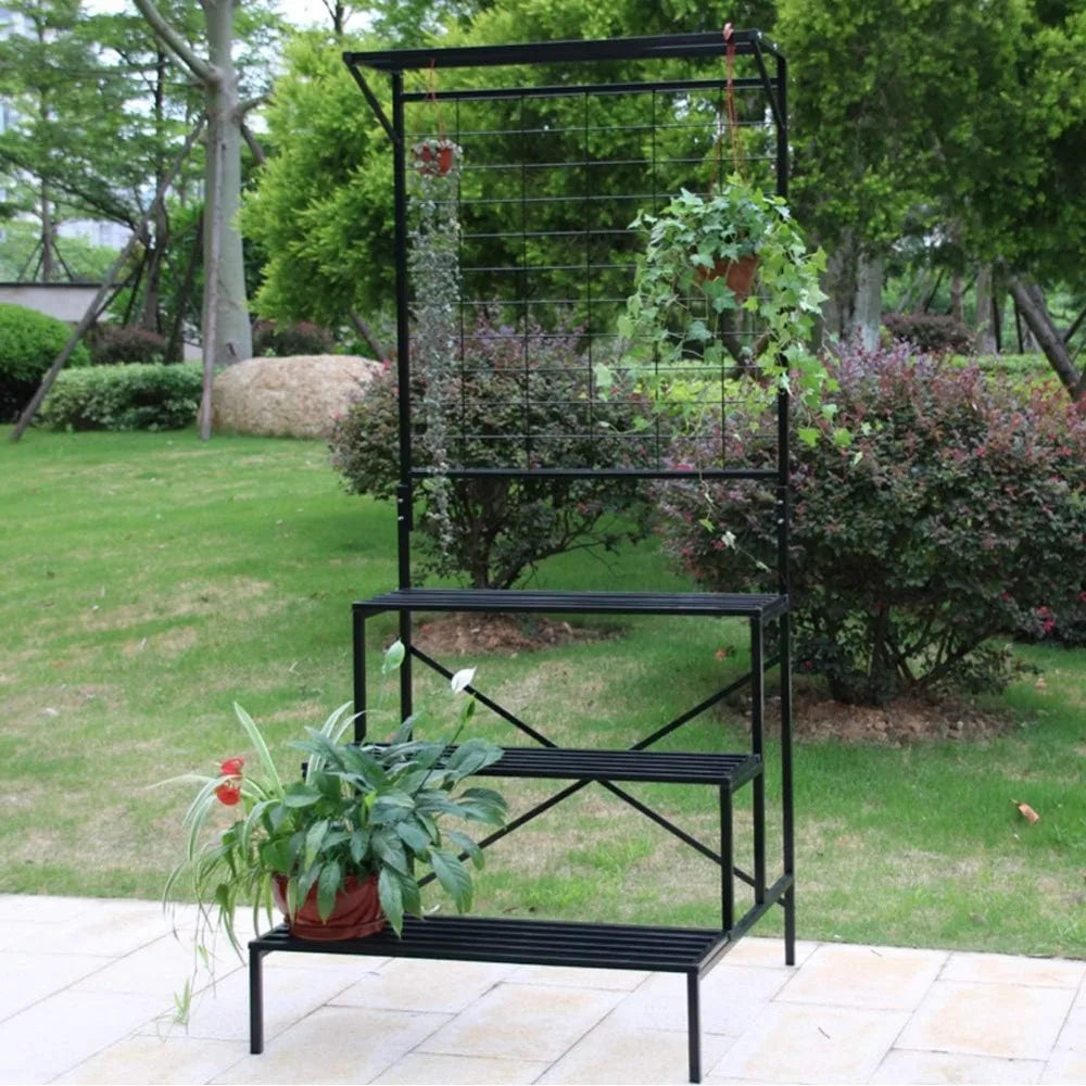 Zhongma 3-Tier Large Plant Stand Heavy Duty Hanging Pot Shelf Tall Multi-Layer Holder with Dimensions 35.43 X 33.27 X 78.74