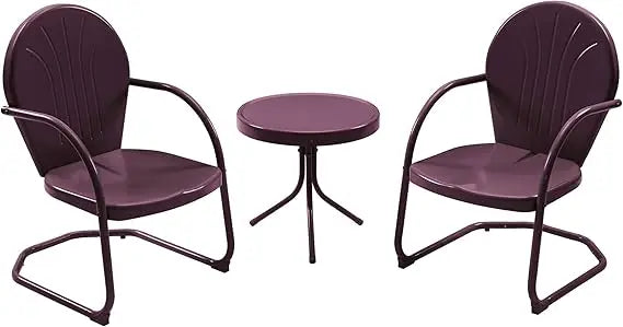 Retro Metal Patio Bistro 2 Motion Armchairs And Table Set