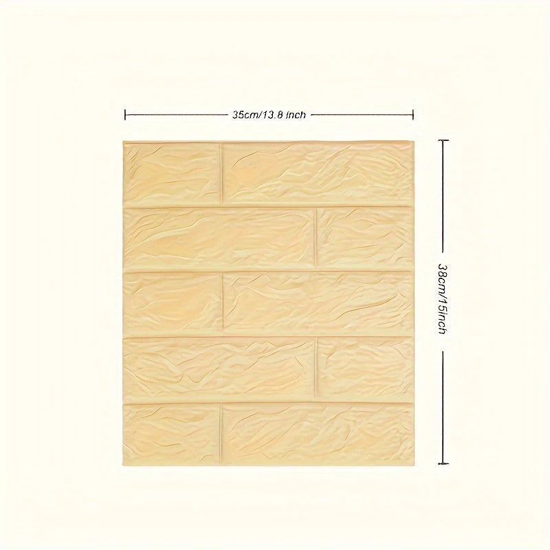 100/200Pcs 3D Wall Tile Stickers Brick Pattern Foam Self-Adhesive Waterproof Ceiling Decor Easy Apply for Moisture Proof