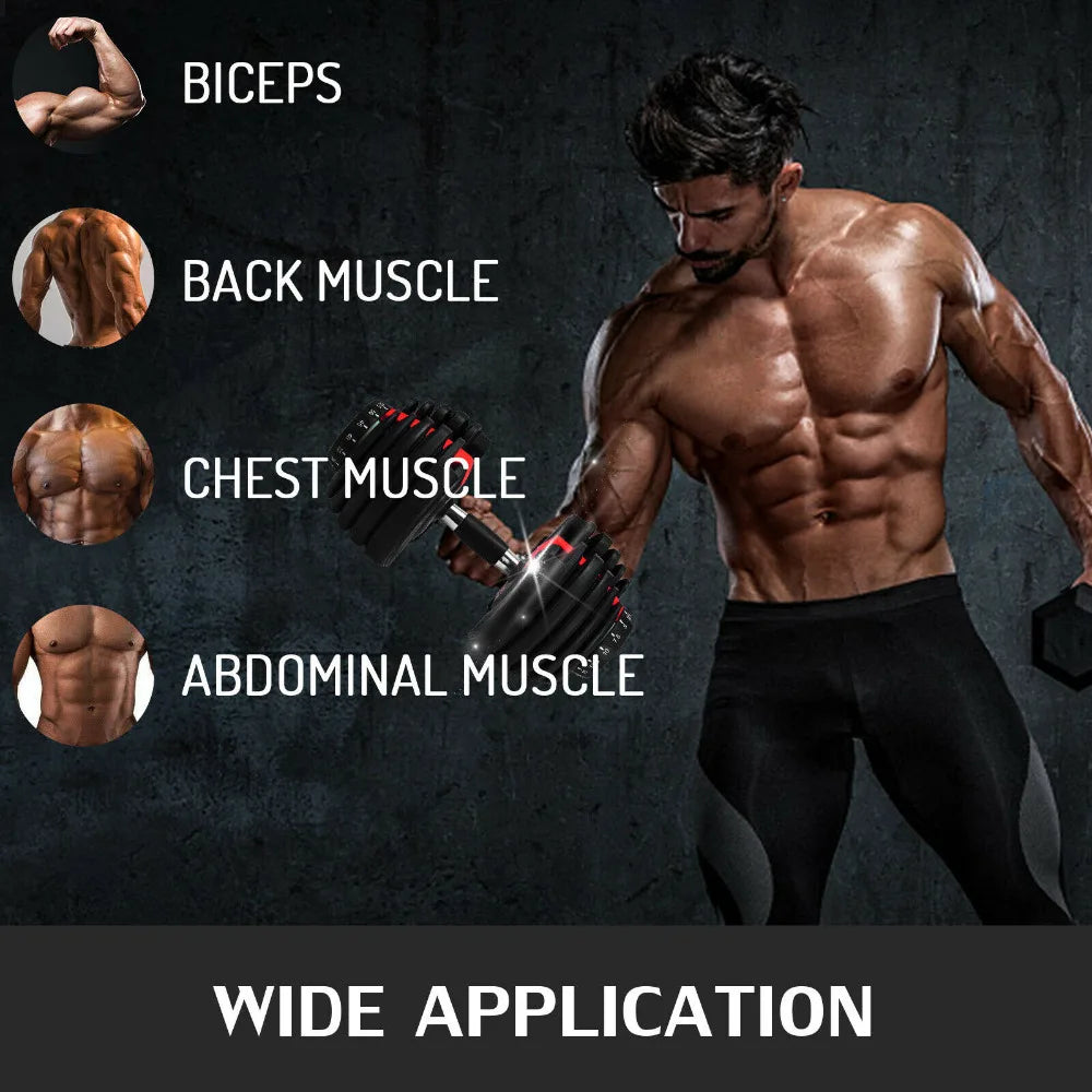 VEVOR Adjustable Steel Dumbbell 24KG 40KG 52.5LBS 90LBS Red Black for Home Gym Arm Muscle Training with QuickLock System