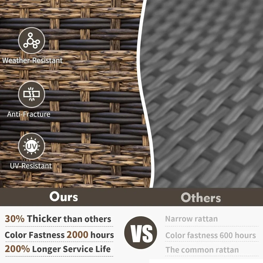 ANGDUO PE Wicker Patio Furniture Set Outdoor Swivel Chairs