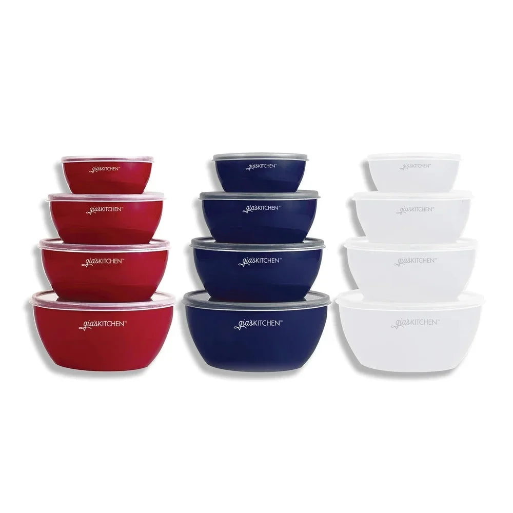 8-Piece Nesting Prep Bowls Set with Lids BPA-Free Plastic Food Storage Meal Prep Leftovers Kitchen Organization Dishwasher Safe