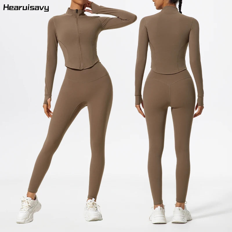 Hearuisavy Ultra Soft Long Sleeve Gym Set Women Quick Dry