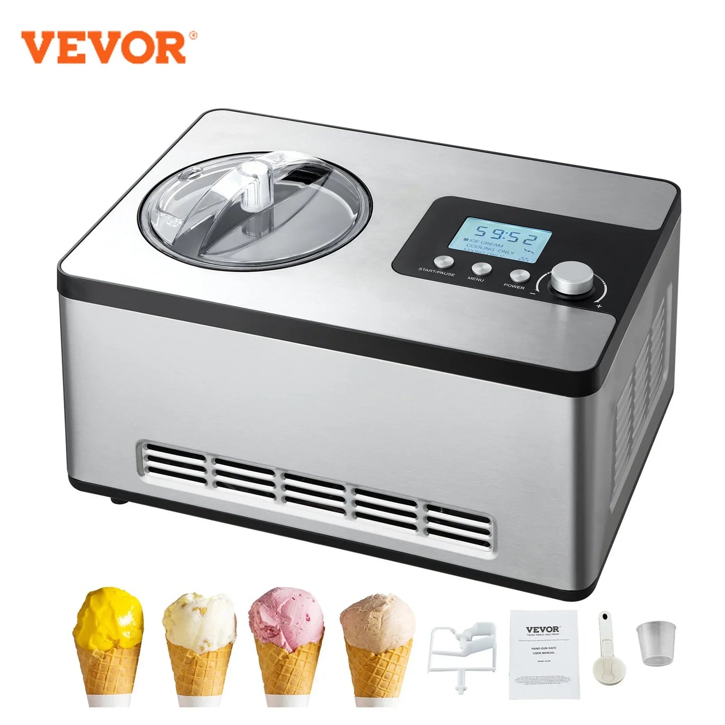 VEVOR Automatic Ice Cream Maker with Built-in Compressor