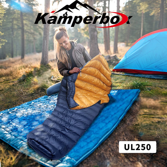 Kamperbox Ultralight Down Sleeping Bag UL250 for Camping Outdoor Adult Duck Down Filled Mummy Style 3 Season Spring Autumn Winter