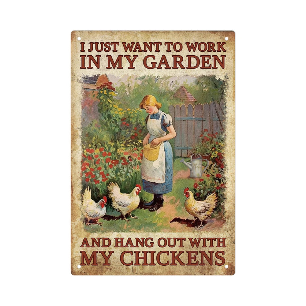 Putuo Decor Chicken Metal Tin Sign Wall Art Plaque Retro