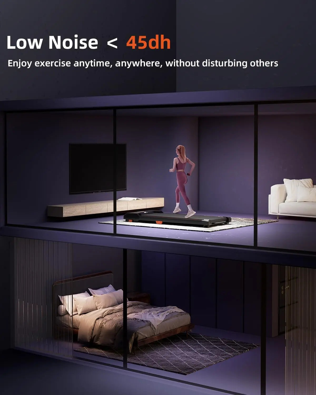 Under Desk Treadmill Incline Walking Pad Treadmill 330lbs Capacity 2.5HP Portable Treadmills for Home Use