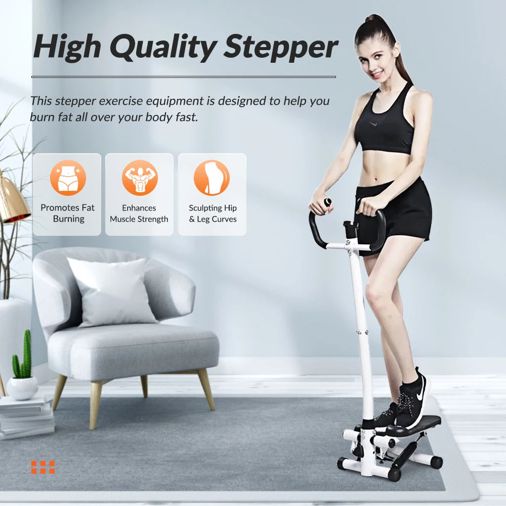 Home Fitness Stepper Machine with LCD Display and Resistance Bands for Leg Waist and Abdomen Training