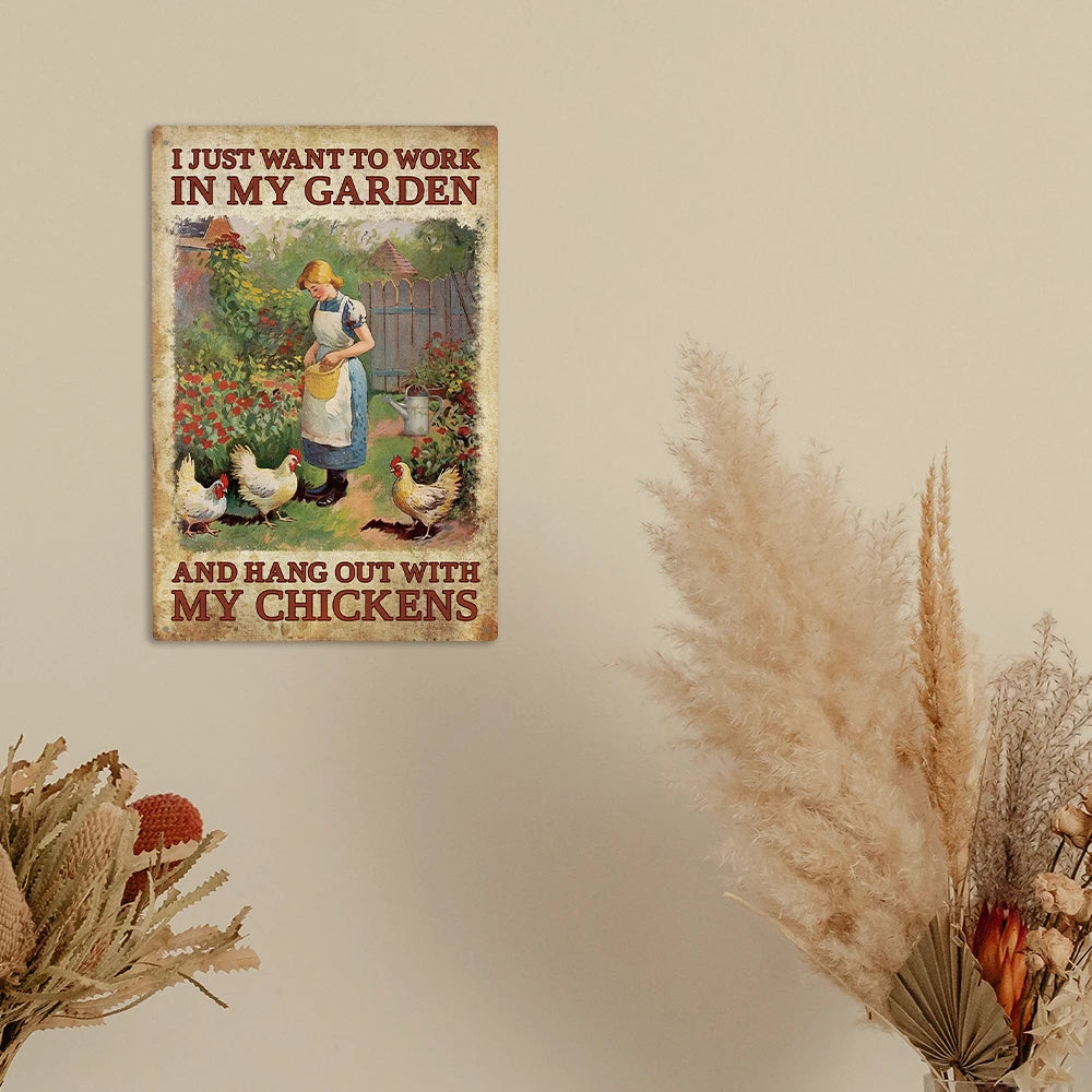 Putuo Decor Chicken Metal Tin Sign Wall Art Plaque Retro