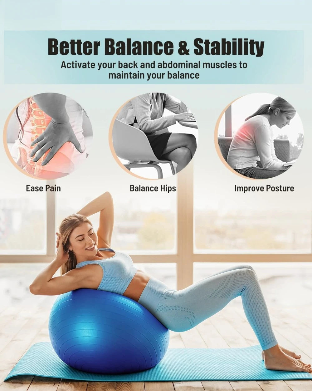Yoga Ball Workout Ball, Explosion-Proof Stability Ball