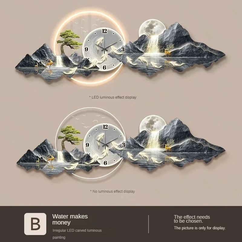 Luxury Minimalist Wall Clock with LED Aesthetic for Living Room Silent Nordic Home Decoration