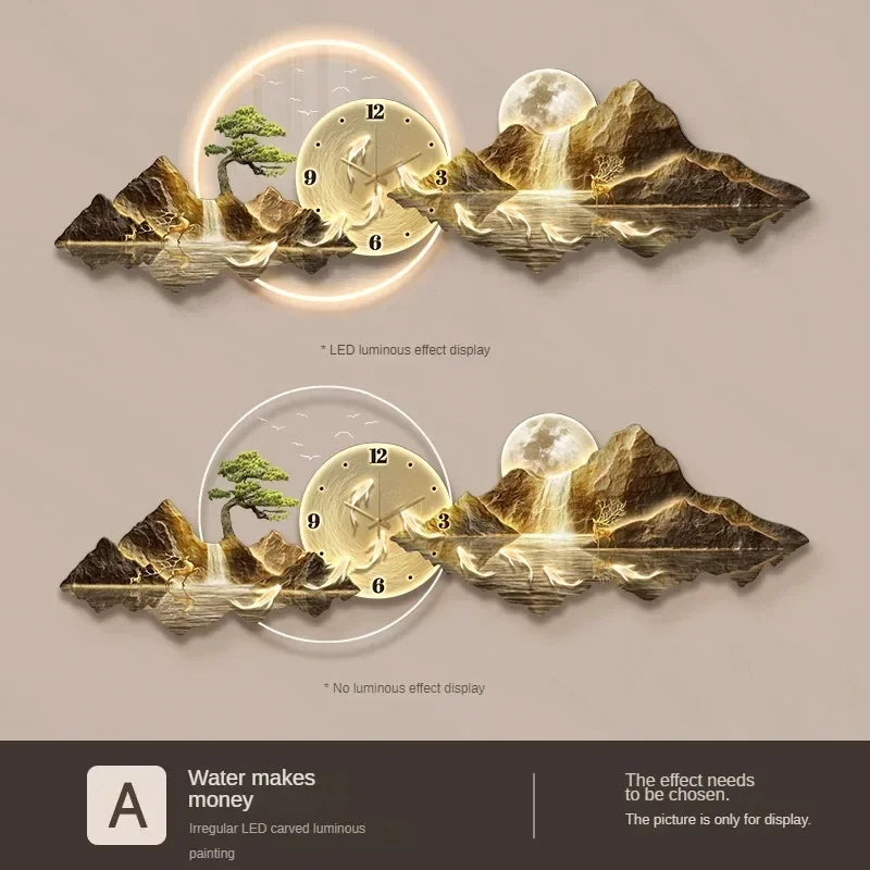 Luxury Minimalist Wall Clock with LED Aesthetic for Living Room Silent Nordic Home Decoration