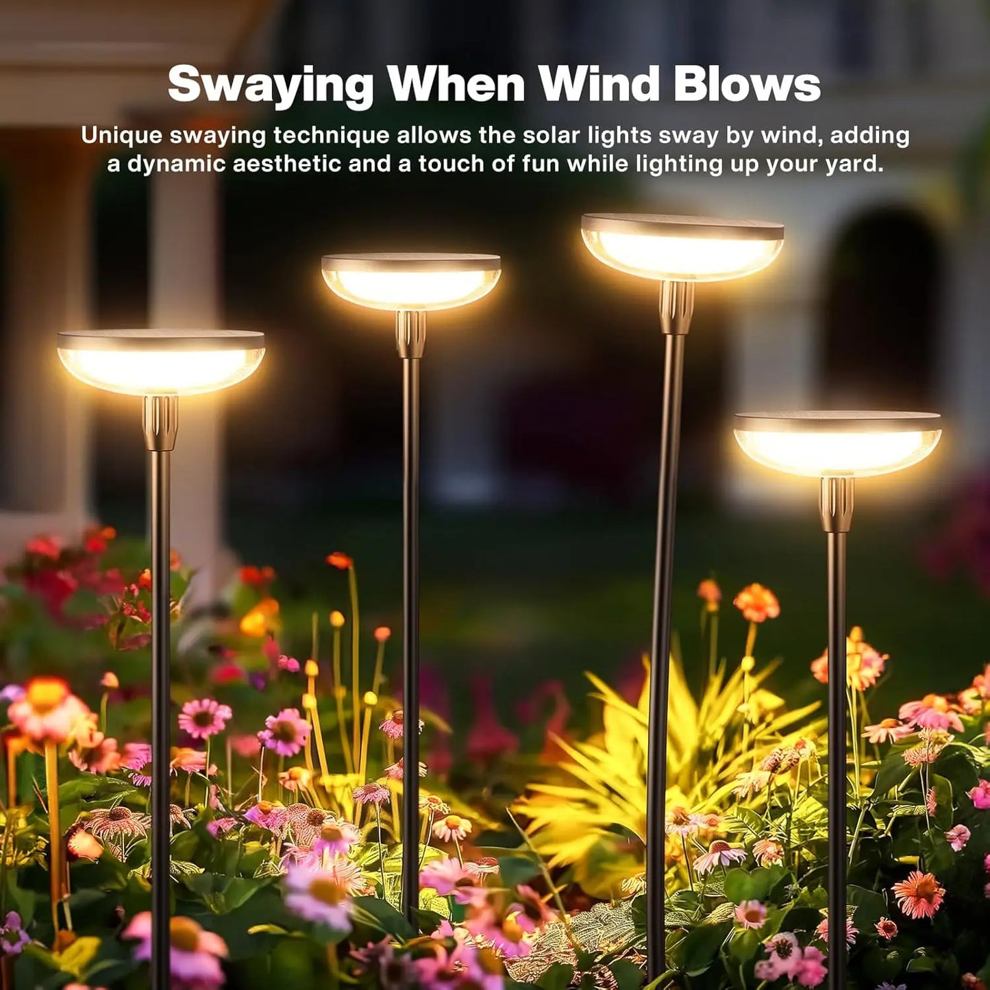 6 Pack Solar Garden Path Lights 40 Lumens 14 Hours 31 Inch Tall Auto On Off for Yard Patio Path Lawn