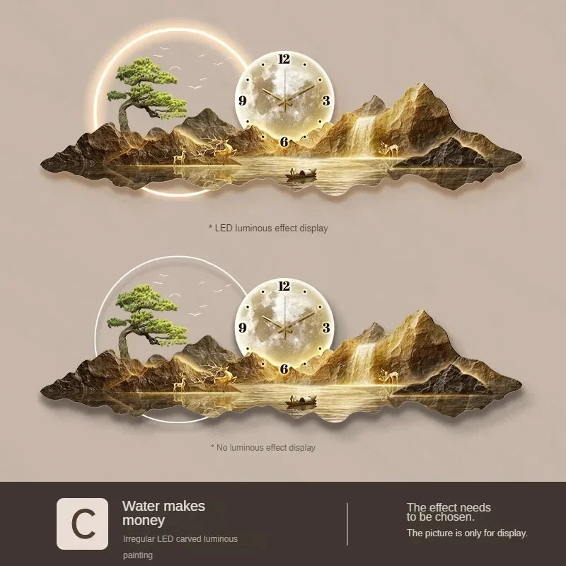 Luxury Minimalist Wall Clock with LED Aesthetic for Living Room Silent Nordic Home Decoration