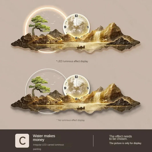 Luxury Minimalist Wall Clock with LED Aesthetic for Living Room Silent Nordic Home Decoration