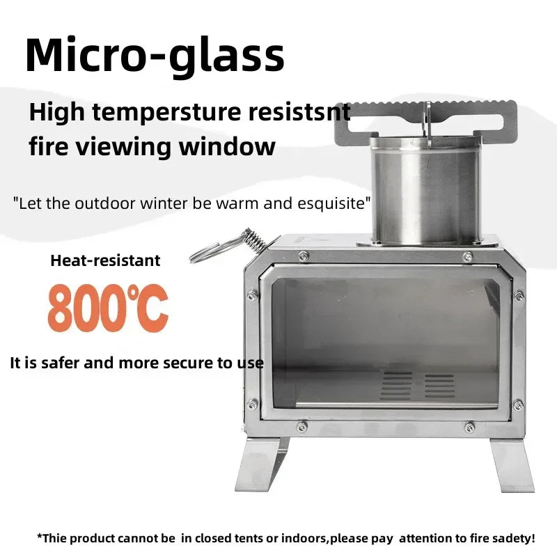 MOUNTAINHIKER Portable Firewood Square Stove for Camping