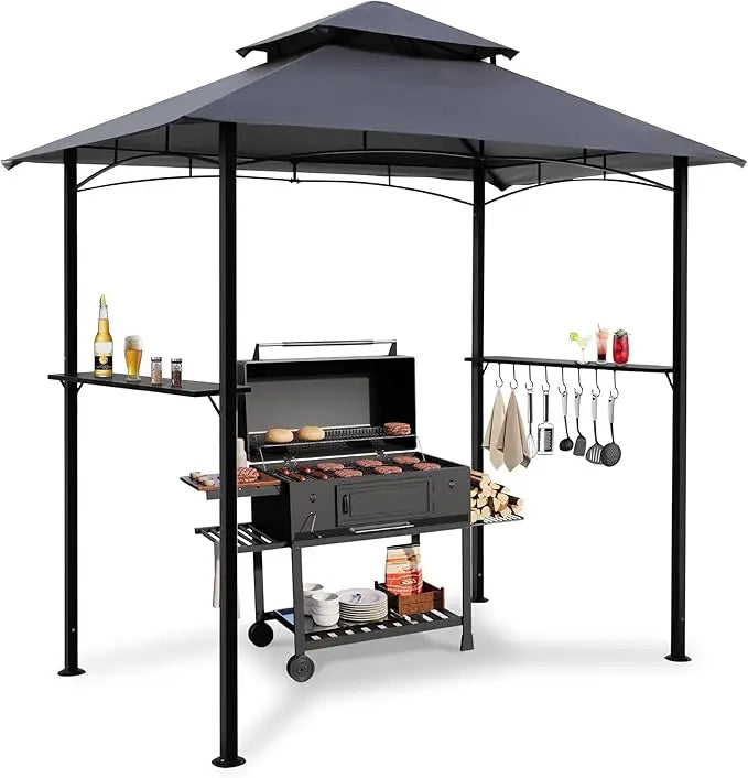 XMSJ Outdoor Grill Gazebo Canopy With LED Lighting Shelter