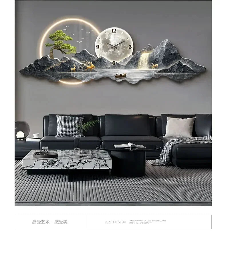 Luxury Minimalist Wall Clock with LED Aesthetic for Living Room Silent Nordic Home Decoration