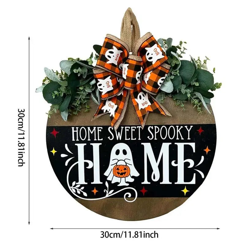 Seasonal Welcome Sign Welcome Door HOME Sign Spooky Decor Rustic Round Wood Wreaths For Halloween And Thanksgiving Festive