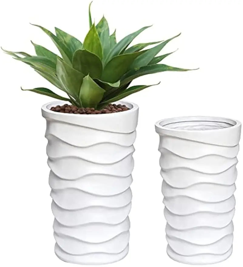 XMSJ Tall Planter Set Outdoor Indoor Pots With Drainage