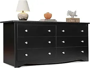 Modern Wood Dresser 6 Drawer Engineered Wood Finish
