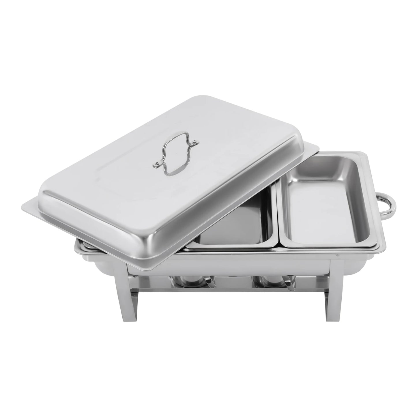 Modern 3-Compartment 2.5L Stainless Steel Chafing Dish Rectangular Buffet Serving Set for Catering Chafer Warmer