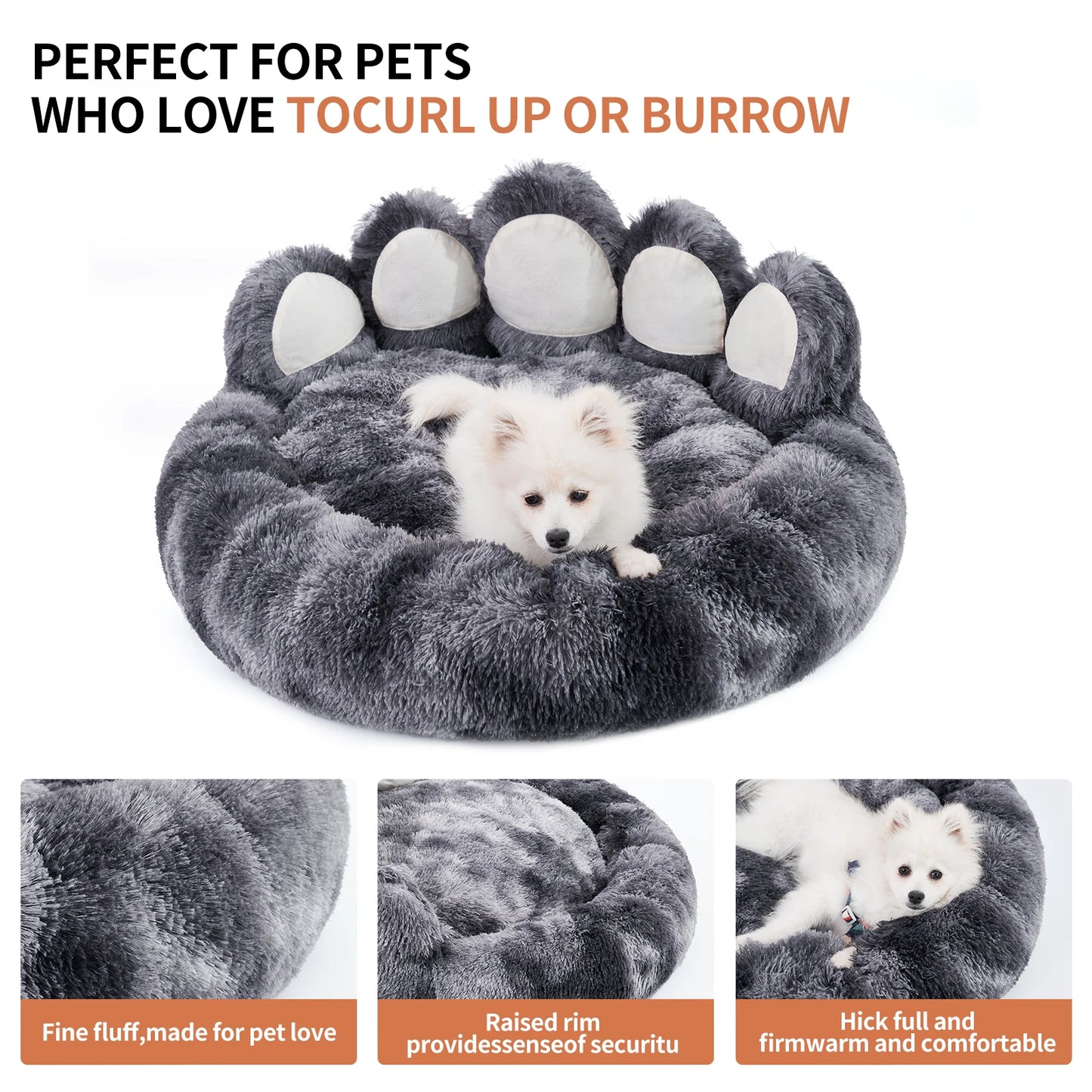 Cozy Paw Shape Dog Bed Warm Thickened Cushion Breathable Fluffy Mat for Deep Sleeping Pet Comfort - Dog Beds/Mats