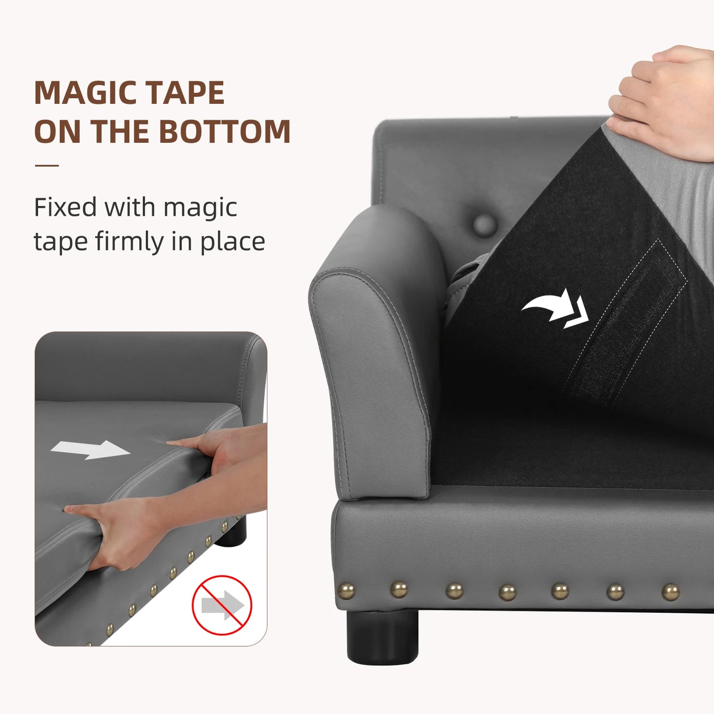 Heavy Duty Raised Dog Bed Sofa Large Cushioned Pet Couch Soft Microfiber Silicone Leather Velboa Covered Lounge for Cats And Puppies