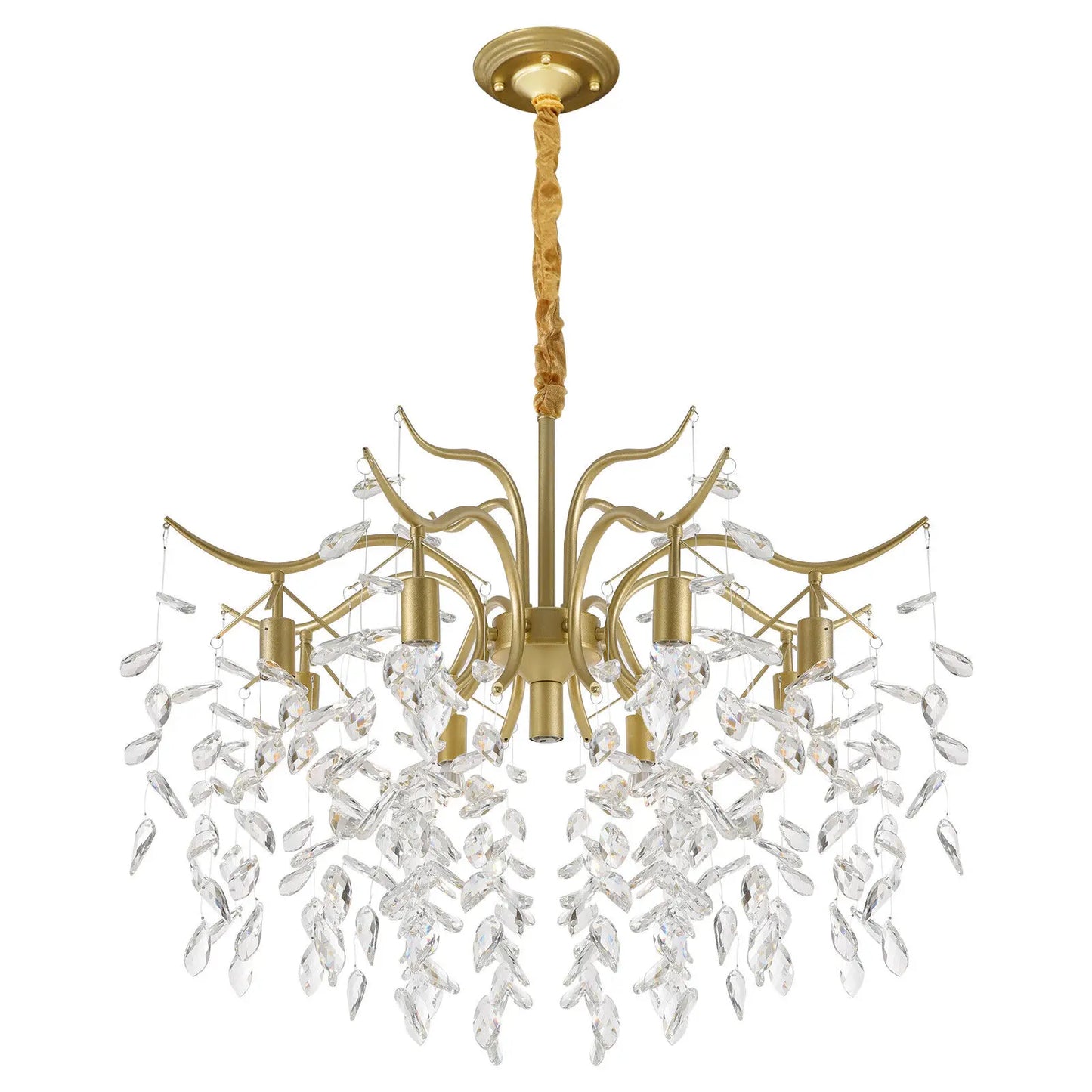 8 Arms Modern Chandelier Crystal Ceiling Light LED Pendant Hanging Lamp Dimmable