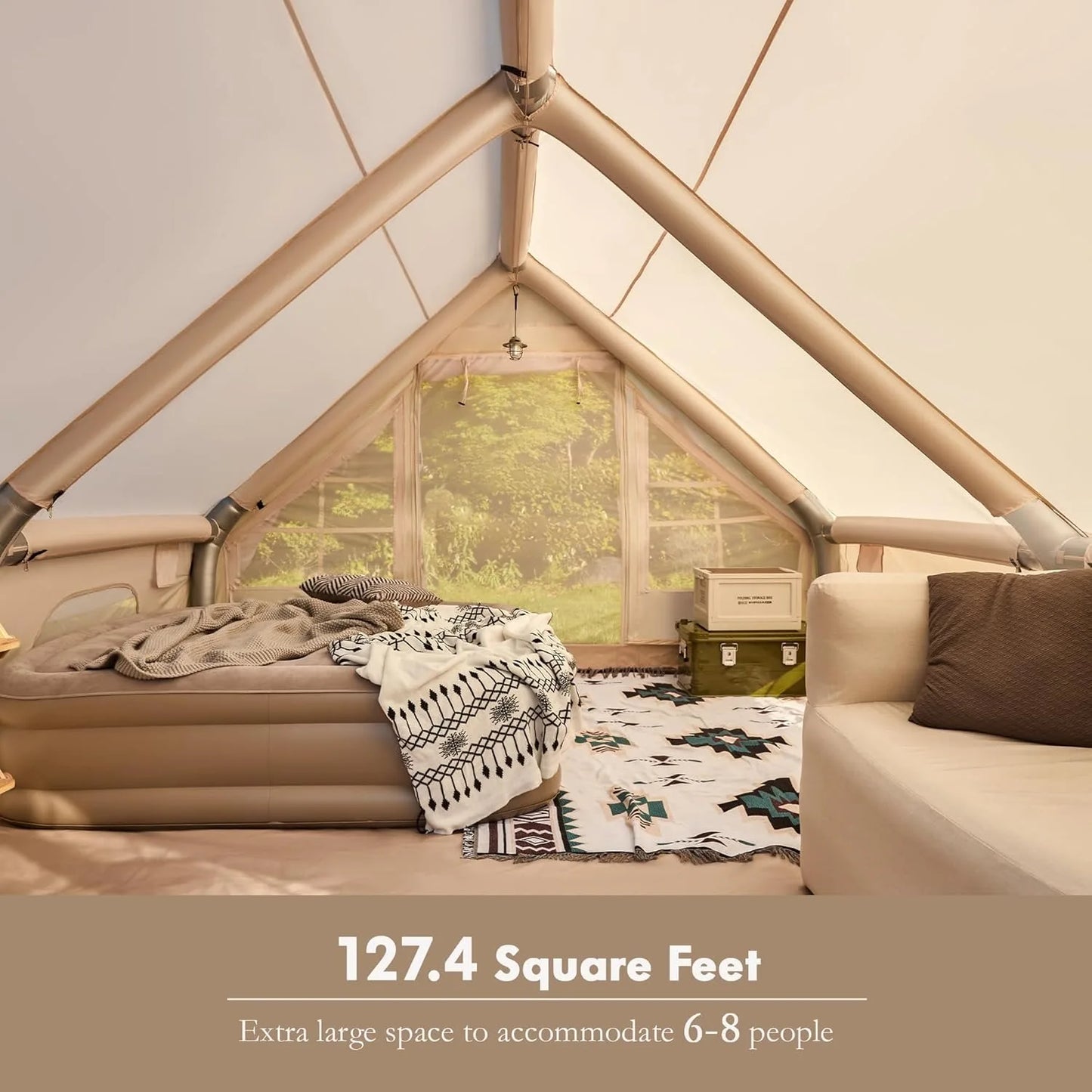 Inflatable Camping Tents 8-10 Person with Stove Jack and Windows