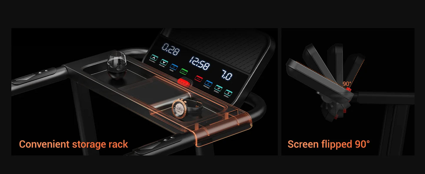 3.0HP Brushless Foldable Treadmill for Home Use 300LB Capacity with Heart Rate Monitor and Dual Shock Absorption