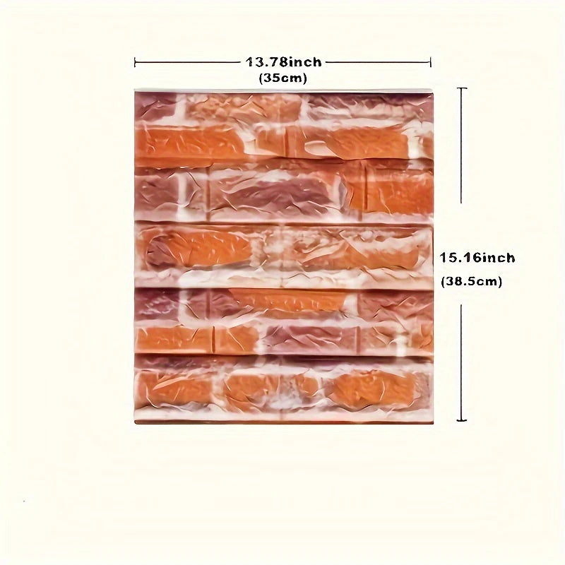 100/200Pcs 3D Wall Tile Stickers Brick Pattern Foam Self-Adhesive Waterproof Ceiling Decor Easy Apply for Moisture Proof