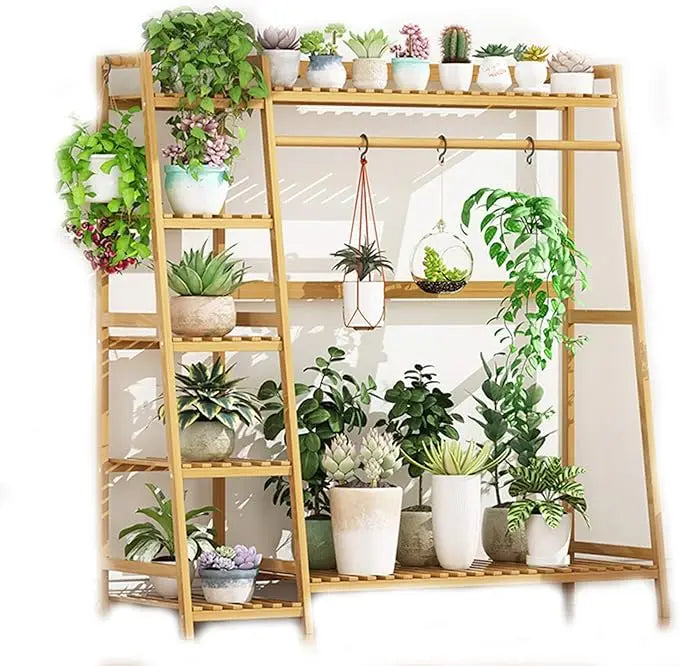 3 Tier Wooden Plant Stand Shelf Indoor Outdoor Flower Rack Holder for Multiple Pots and Succulents Display Garden Bracket Shelf