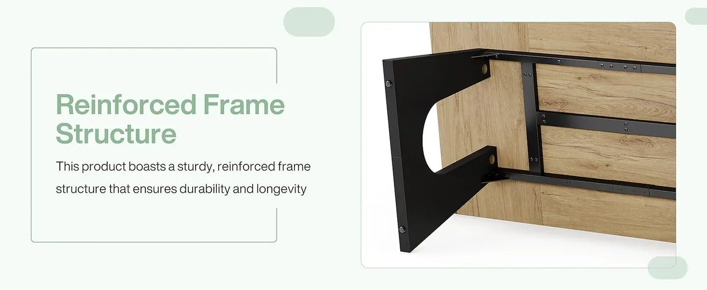 70.86 Inch Large Executive Desk Modern Rectangle Computer Office Desk with Double Wood Pedestal for Home Office Writing Table Assembly Required