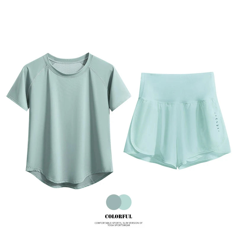 DRUR Women Yoga Set 2 Piece Fitness Wear Running Shorts