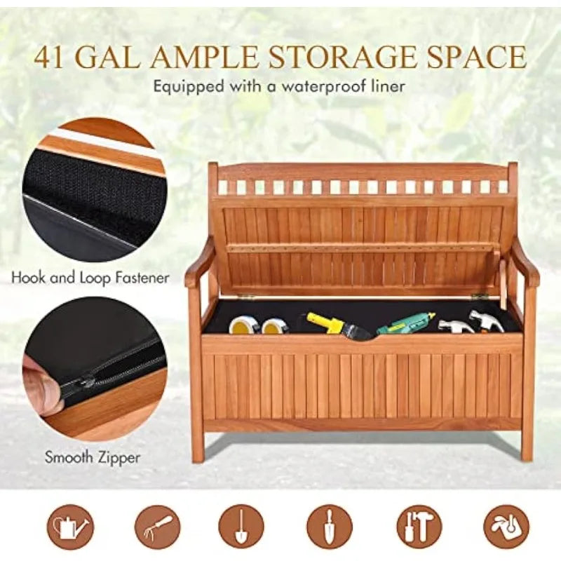 Hign-concerned Wooden Outdoor Storage Bench With Seating