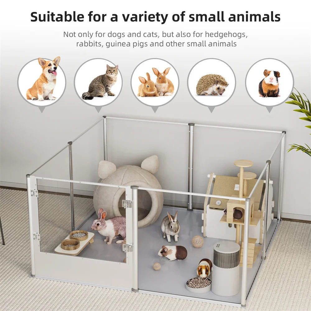 Extra Large Dog Playpen Acrylic Enclosure Pet Animal Bunny Ferret Dog Fence Cage Pet Whelping Box with Waterproof Fertility Pad