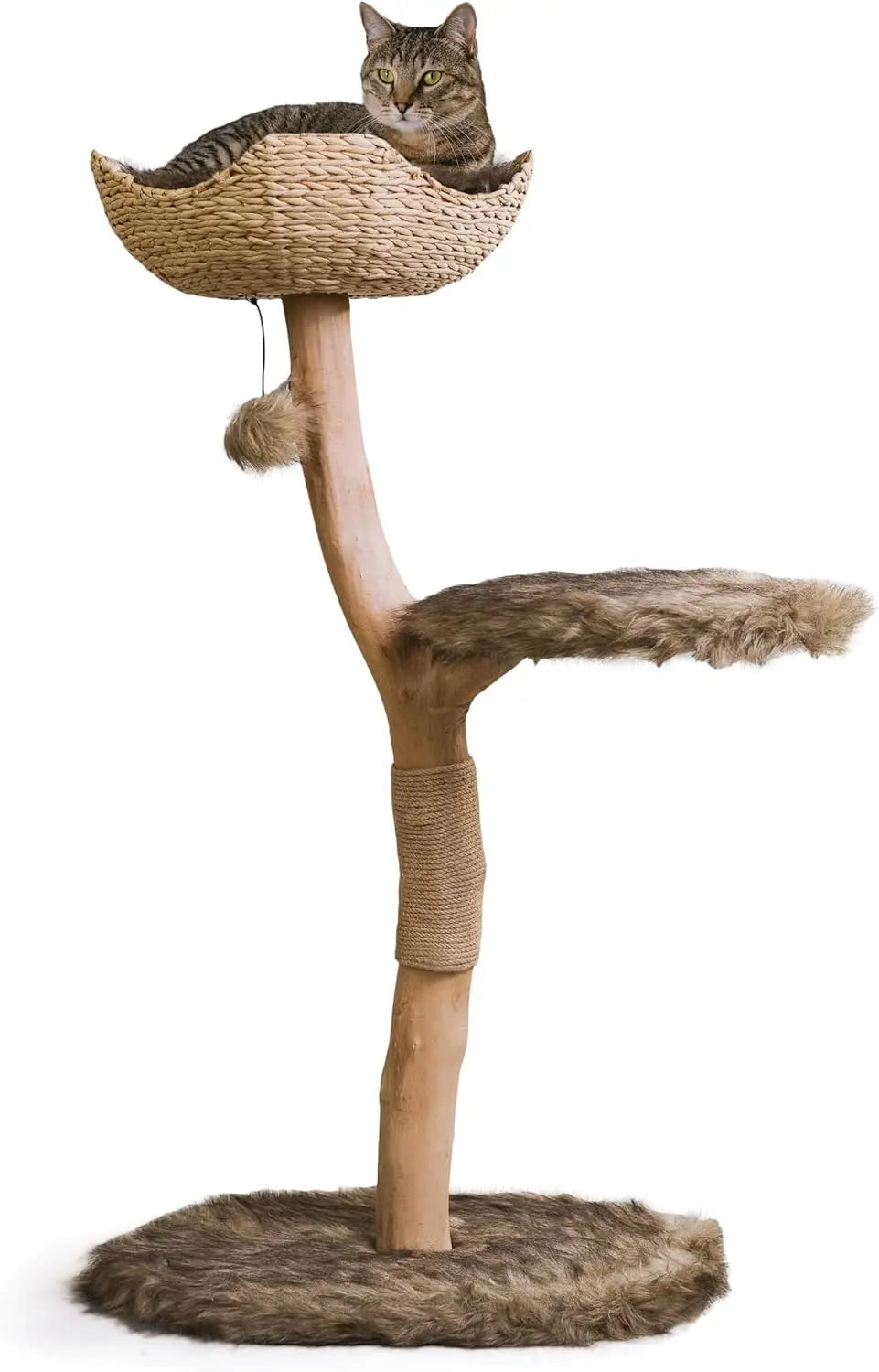 Wooden Cat Tree Tower, Modern Single Branch Wood Cat Tree, Cat Climbing, Furniture for , Gift,