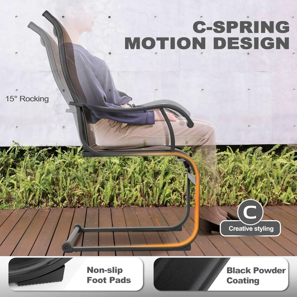 Patio Dining Chairs Set of 4 All Weather Outdoor Padded Textilene