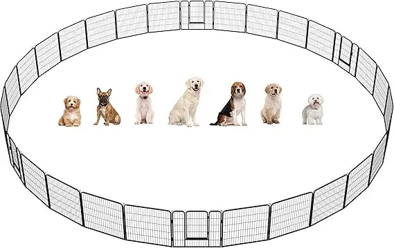Dog Playpen Outdoor 32 Inch 32 Panels Heavy Duty Puppy Exercise Pen Metal Pet Fence for RV Camping Yard Garden
