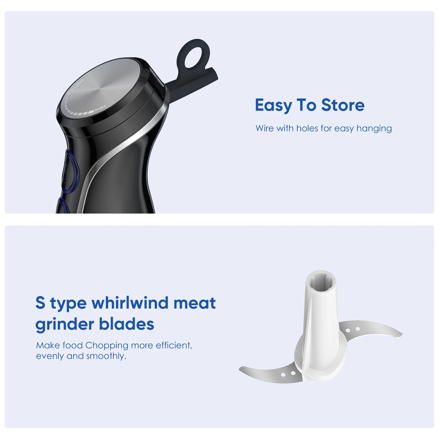 BioloMix 5 in 1 Immersion Hand Blender 1500 Watt Powerful Stainless Steel Blade Food Processor Smoothie Maker Baby Food Puree Tool