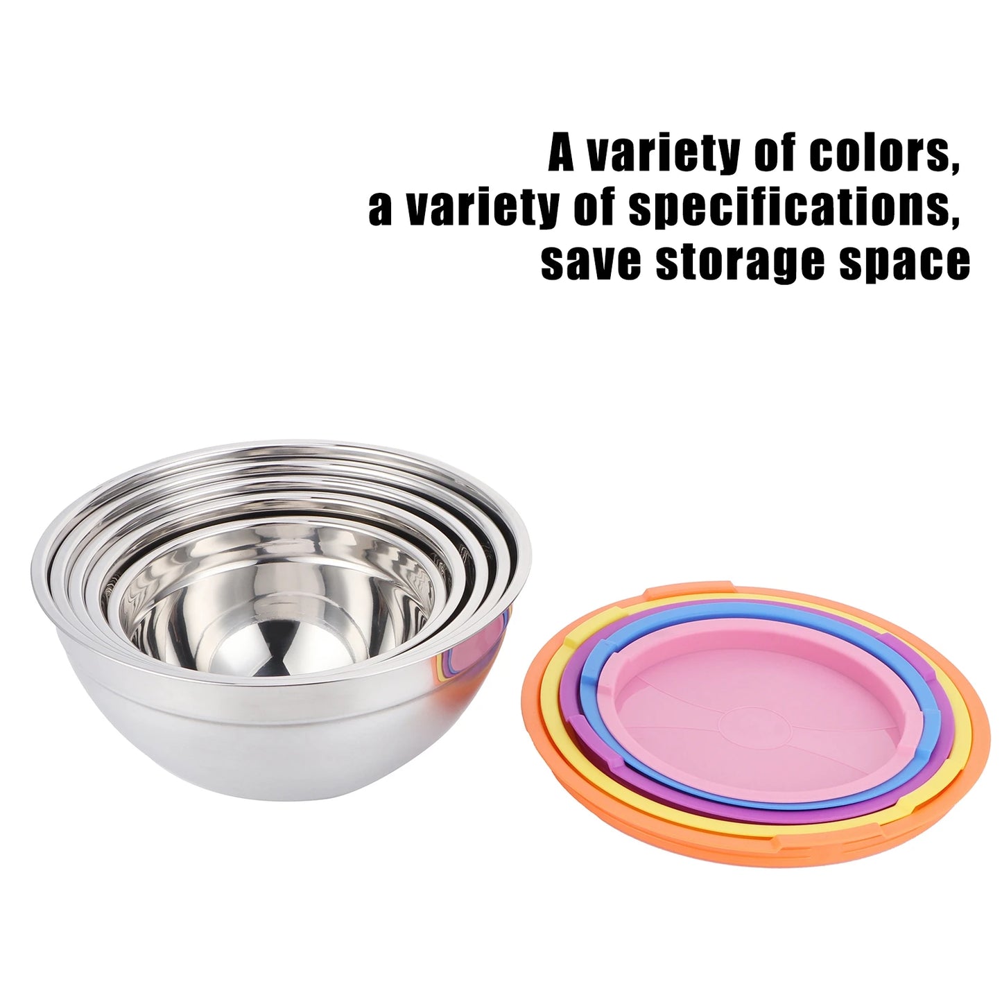 Stainless Steel Mixing Bowl Set with Lids Food Storage Containers for Kitchen Cookware