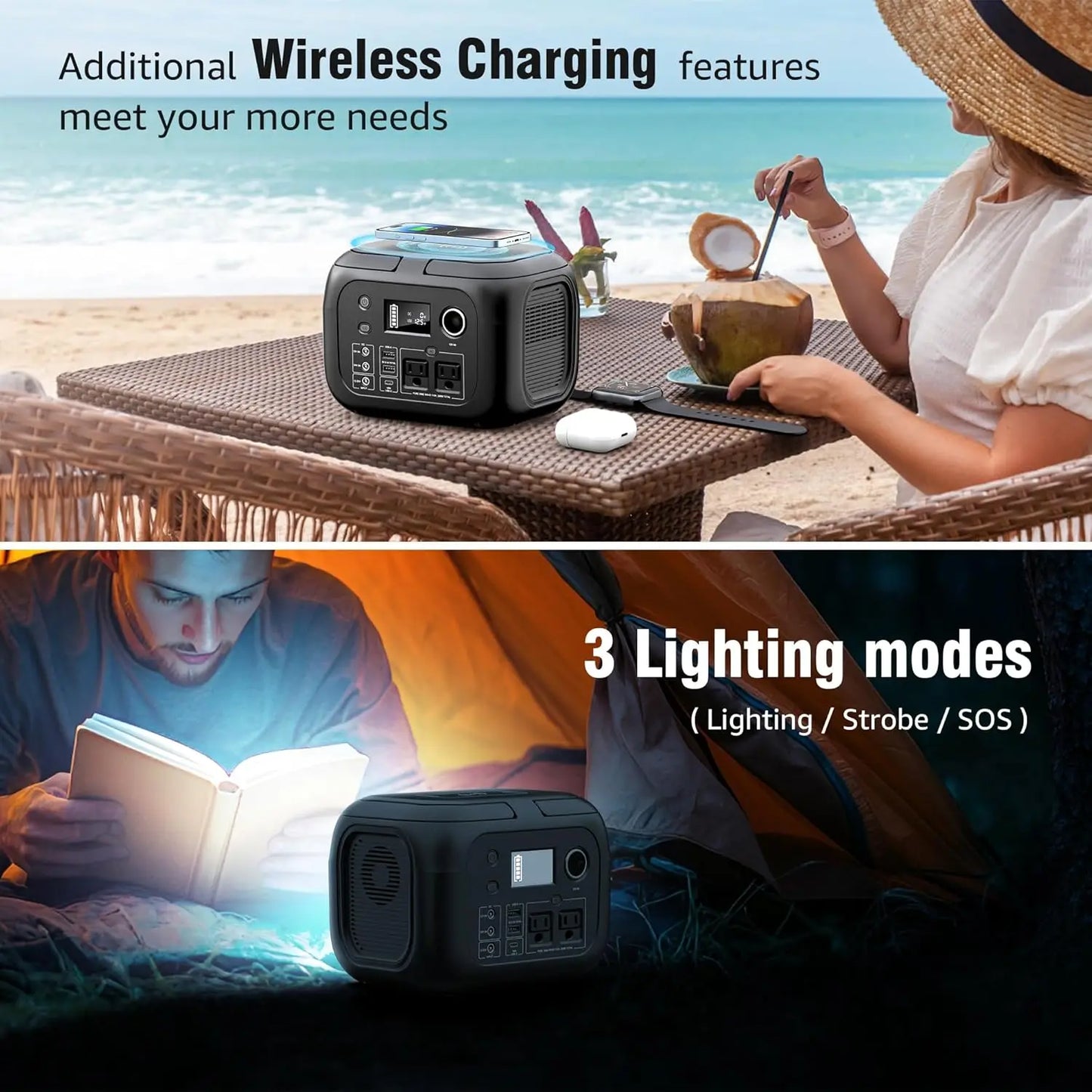300W 260Wh Portable Power Station with Solar Panels 40W Solar Generator for Camping RV Travel