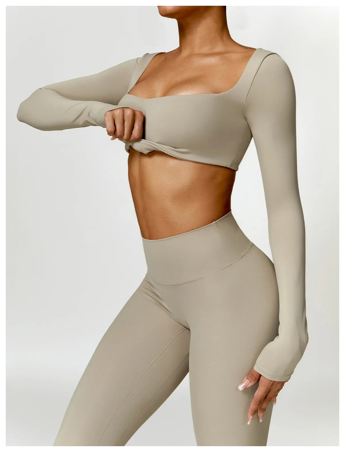 CTENKEVET Women Long Sleeve Yoga Set Quick Dry 2 Piece