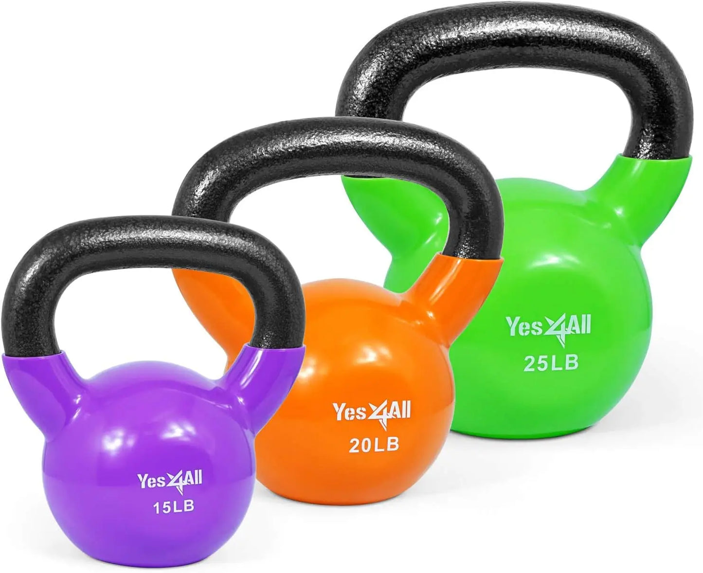 Kettlebell Set Vinyl Coated Weights Combo for Full Body Workout Push Up and Grip Strength Training Multicolor