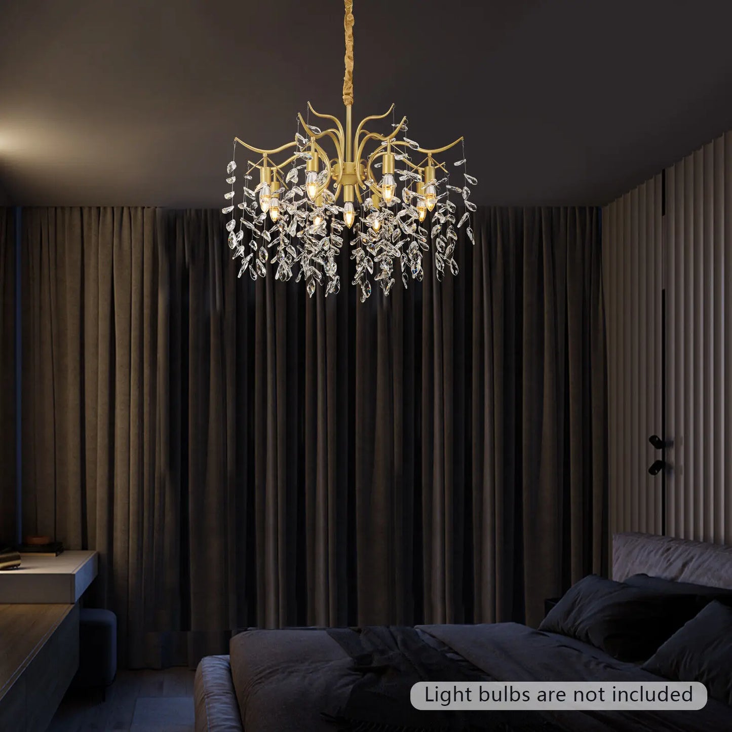 8 Arms Modern Chandelier Crystal Ceiling Light LED Pendant Hanging Lamp Dimmable