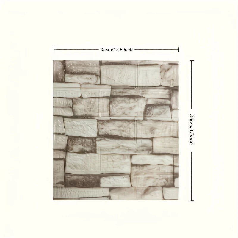 100/200Pcs 3D Wall Tile Stickers Brick Pattern Foam Self-Adhesive Waterproof Ceiling Decor Easy Apply for Moisture Proof